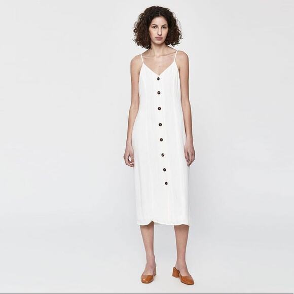 Anthropologie EVERLY White Sleeveless Button-Up Midi Dress Size Small - Picture 1 of 12